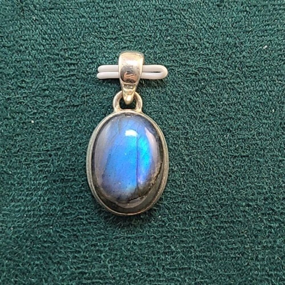 Natural Labradorite Pendant 925 Sterling Silver Blue Flash Fine Gemstone New